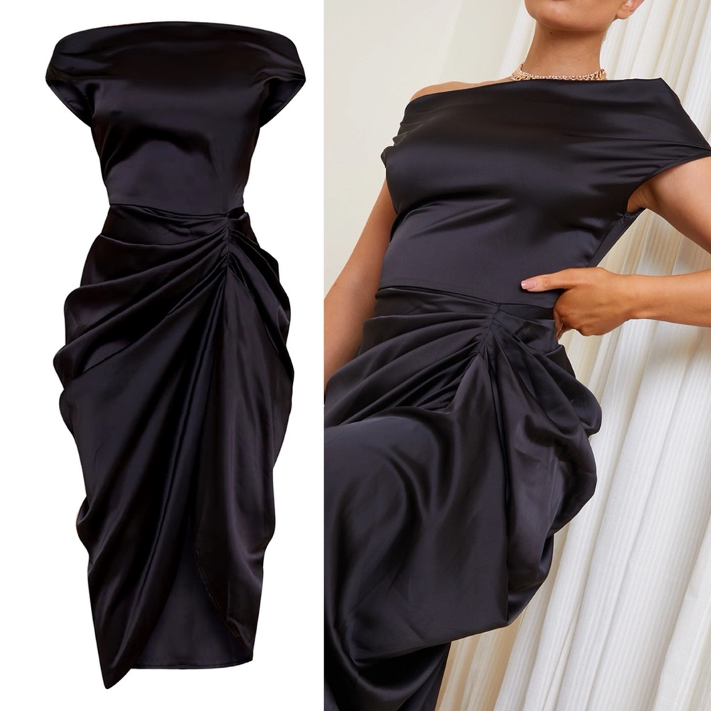 NWT PrettyLittleThing Black Corset Dress